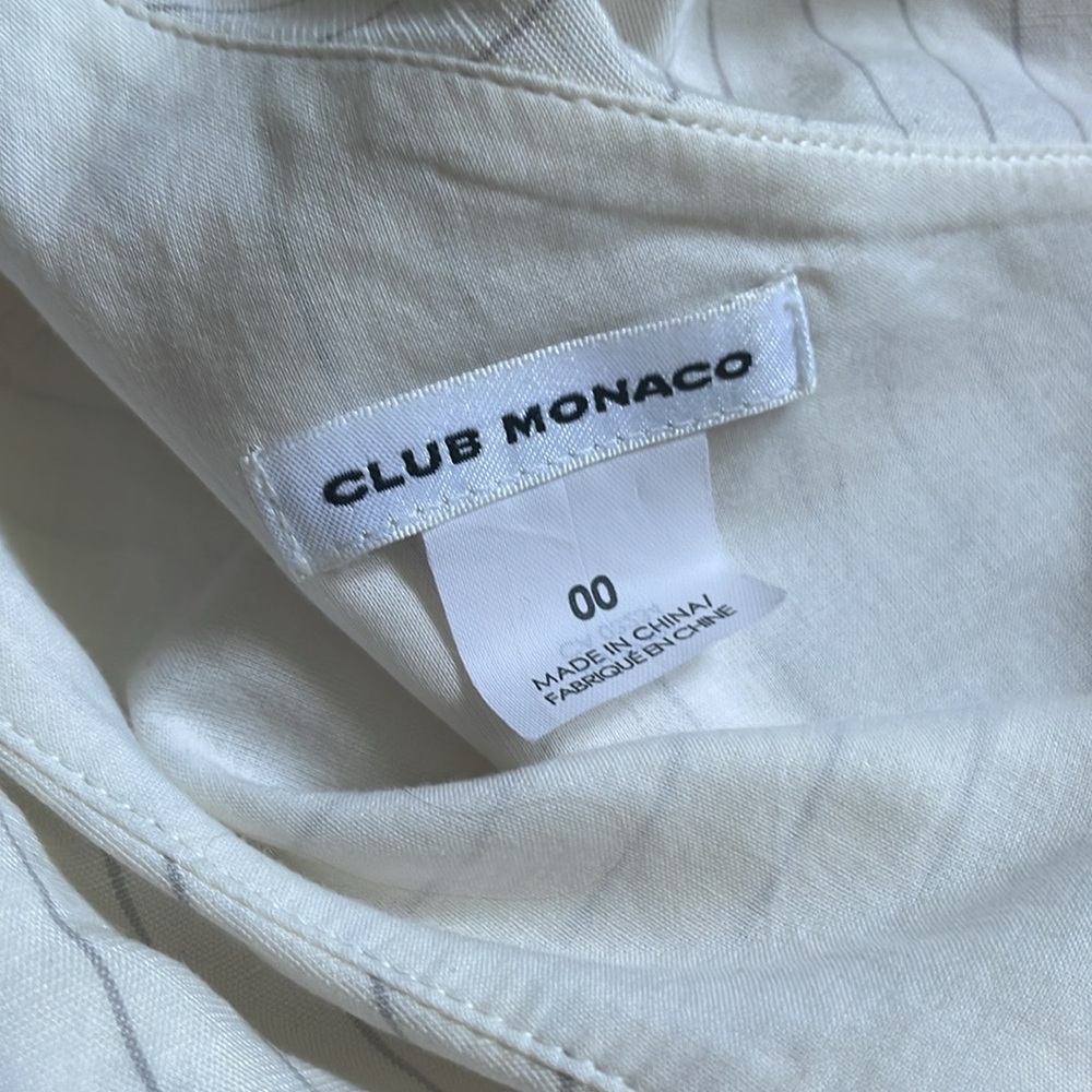 Club Monaco white pinstripe romper off shoulder - Picture 7 of 11